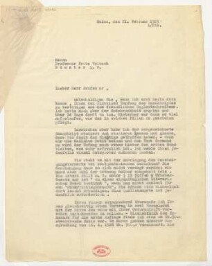 Brief an Fritz Volbach : 21.02.1929