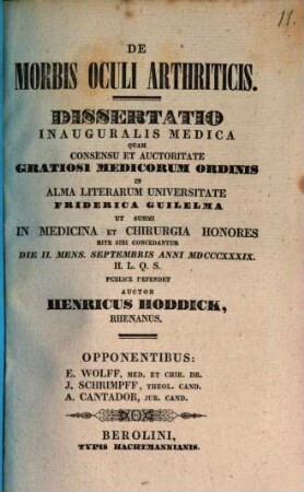 De morbis oculi arthriticis : Diss. inaug. med.