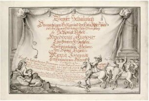 Schrifttitel für den geplanten Festbericht zu den Vermählungsfeierlichkeiten 1719 in Dresden