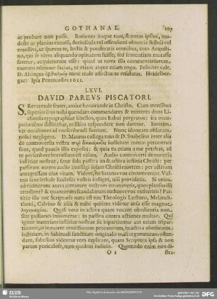 LXVI. David Pareus. Piscatori