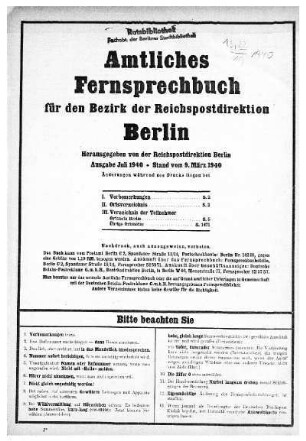 1940: Amtliches Fernsprechbuch für den Bezirk der Reichspostdirektion Berlin