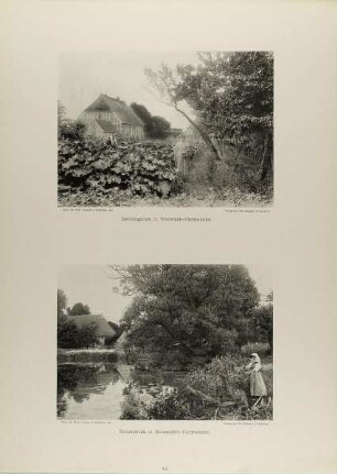 "Gemüsegarten in Warwisch-Kirchwärder" und "Binnenbrack in Hohendeich-Kirchwärder" aus der Mappe "Neue malerische Bilder aus der Freien und Hansestadt Hamburg und ihrer Umgebung"