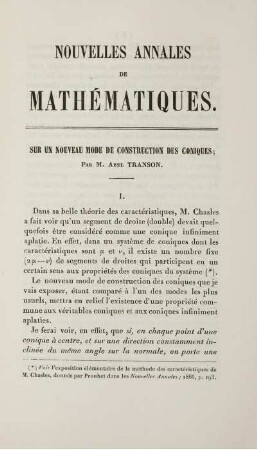 Sur un nouveau mode de construction des coniques.