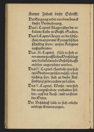 Kurzer Inhalt dieser Schrift.