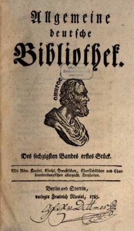 Allgemeine deutsche Bibliothek. 60. 1785