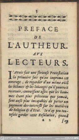 Preface de L'Autheur Aux Lecteurs