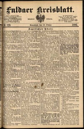 Erste Ausgabe vom Samstag, den 16. Oktober 1886.