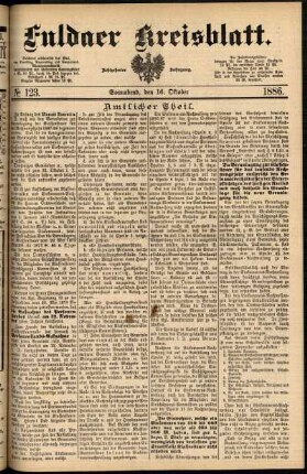 Erste Ausgabe vom Samstag, den 16. Oktober 1886.