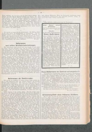 Erinnerungsblatt eines früheren Schülers