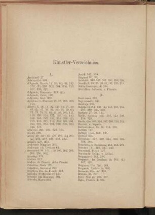 Künstler-Verzeichniss.