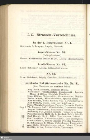 I. C. Strassen-Verzeichniss