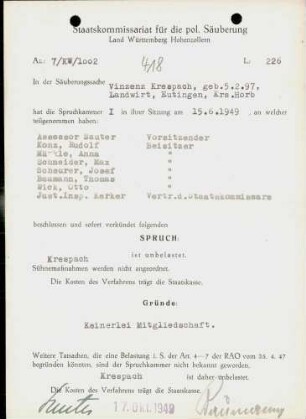 Krespach, Vinzenz
