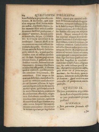Quaestio IX. De iure patronatus atque cortesanis, & an aliquando patroni iure praesentandi privari possint?