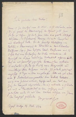Brief an B. Schott's Söhne : 14.10.1894