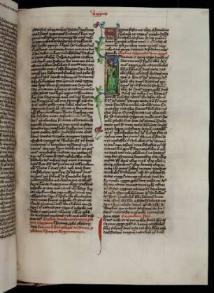 Historisierte Initiale (): I(n anno secundo Darii regis); Prophet Haggai
