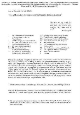 Entwicklung eines lexikographischen Modells: Ein neuer Ansatz