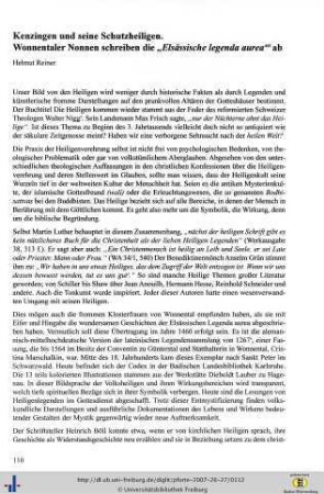 Kenzingen und seine Schutzheiligen. Wonnentaler Nonnen schreiben die „Elsässische legenda aurea“ ab