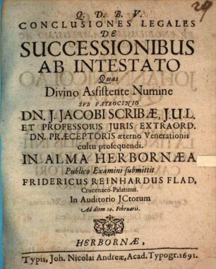 Conclusiones legales de successionibus ab intestato
