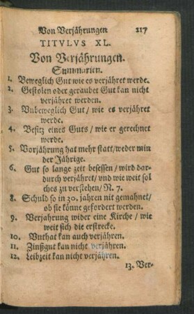 Titulus XL. Von Verjährungen.