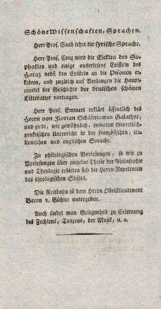 Schöne Wissenschaften, Sprachen