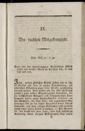 IX. Der ruchlose Mitgekreuzigte.