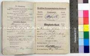 Mitgliedsbuch des Deutschen Transportarbeiter-Verbandes für den Schiffer Hermann Kühne in Berlin