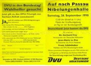 Einladung zu einer Kundgebung der DVU in Passau mit Frey, Le Pen und Schönhuber
