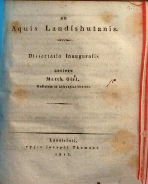 De aquis Landishutanis : Diss. inaug.
