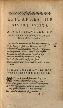 Les Oevvres De Pierre Ronsard Gentilhomme Vandosmois Princes Des Poètes François : Reueues et augmentees, 10. Les Epitaphes De Divers Sviets