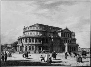 Ansicht des 1. Opernhauses von G. Semper in Dresden : Das Schauspielhaus in Dresden. - [S.l.] , [nach 1841].
