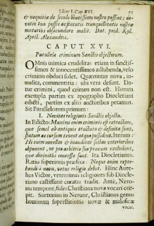 Caput XVI. Parallela criminum Sanctis objectorum.