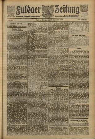 Erste Ausgabe vom Samstag, den 20. November 1909.
