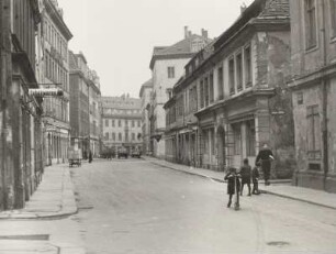 Dresden-Neustadt, Rähnitzgasse, Blick von der Einmündung Fleischergasse nach Norden