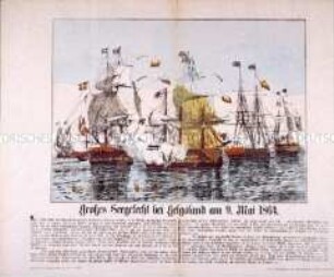 Großes Seegefecht bei Helgoland am 9. Mai 1864 zwischen der dänischen und der österreich-preußischen Flotte (Neuruppiner Bilderbogen Nr. 4706)