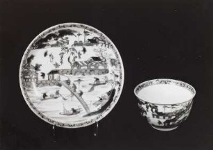 Koppchen und Untertasse mit Landschaften