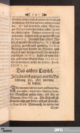 Das andere Capitel. In diesen wird gezeiget, was die Bekehrung sey, oder worinne sie bestehe.