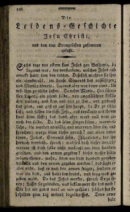 Die Leidens-Geschichte Jesu Christi, aus den vier Evangelisten zusammen gefaßt