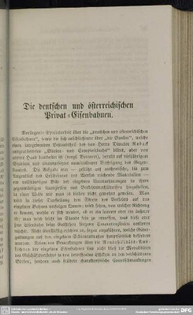 Die deutschen und österreichischen Privat-Eisenbahnen