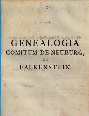 Genealogia comitum de Neuburg et Falkenstein