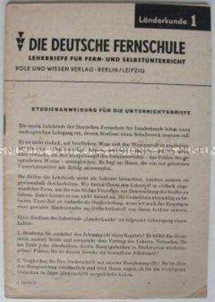Lehrmaterial für das Fernstudium in der Sowjetischen Besatzungszone