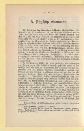 B. Physische Erdkunde