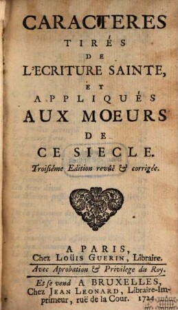 Caractères tirée de l'Ecriture Sainte