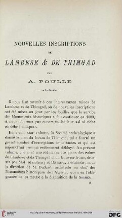 Sér. 3: Nouvelles inscriptions de Lambèse & de Thimgad
