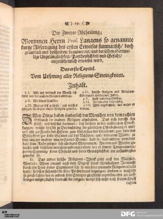 Das Erste Capitel. Vom Ursprung aller Religions-Streitigkeiten.