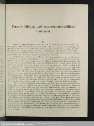 Formale Bildung und naturwissenschaftlicher Unterricht