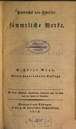 Friedrich von Schiller's sämmtliche Werke. 6