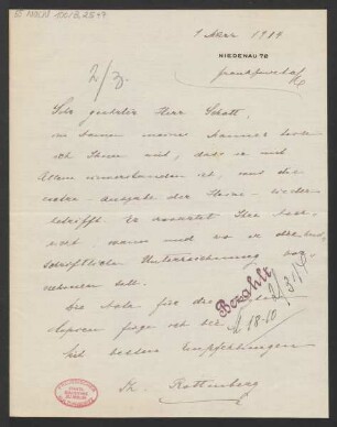 Brief an B. Schott's Söhne : 01.03.1914