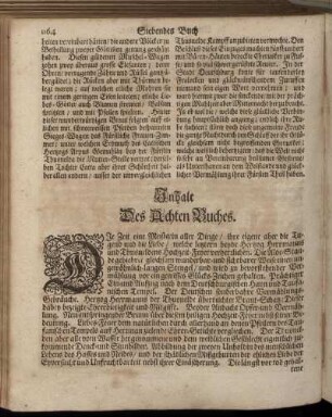 Inhalt des Achten Buches.