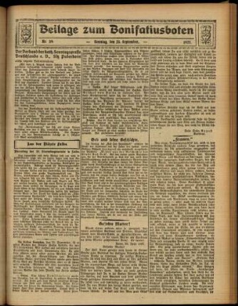 Zweite Ausgabe vom Sonntag, den 25. September 1927.