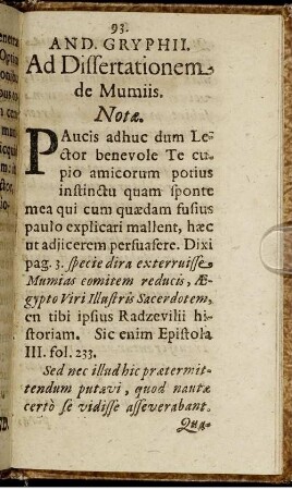 Ad Dissertationem de Mumiis. Nota.